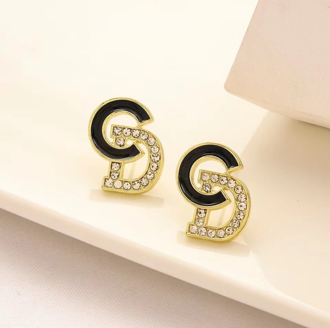 Black CD Earrings